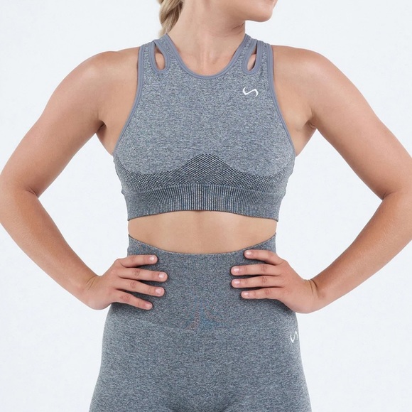 TLF React Seamless High Support Sports Bra - Charcoal Heather - Picture 2 of 3